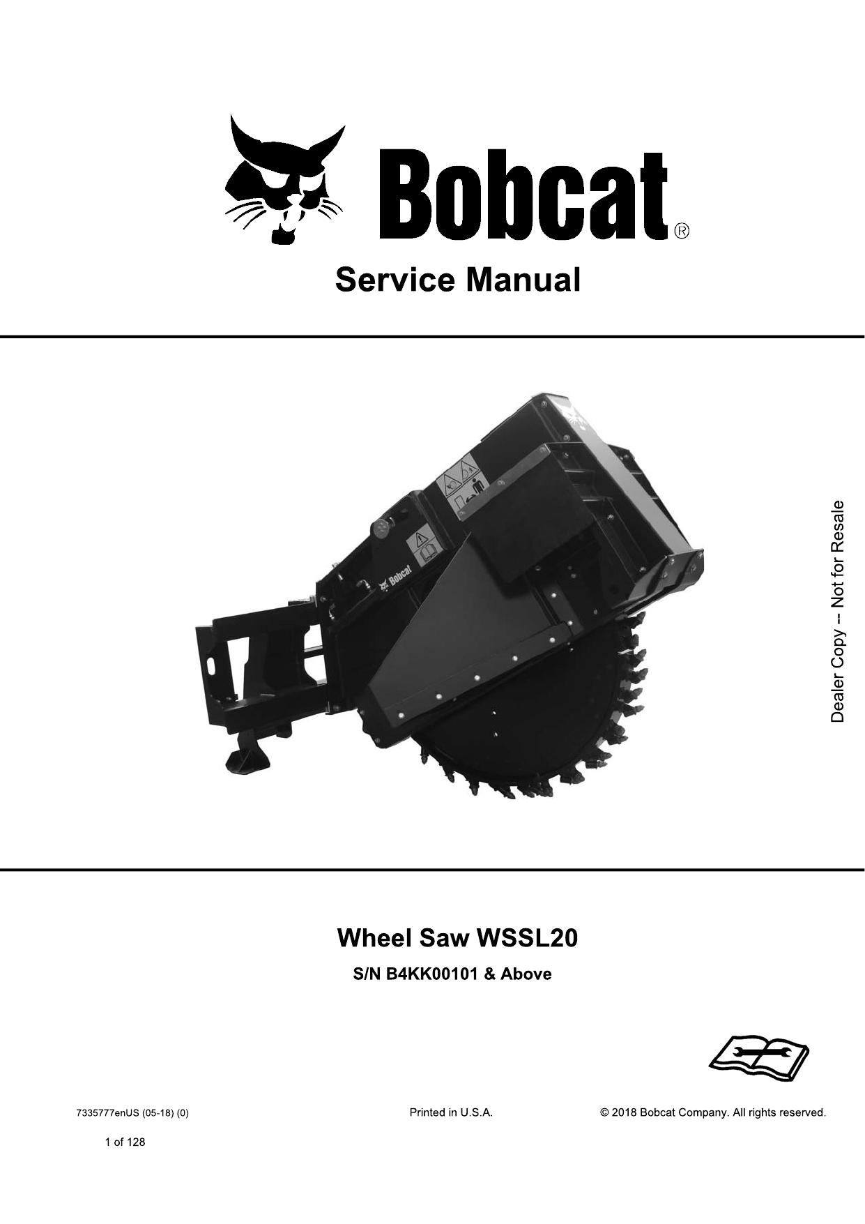 Wheel Saw WSSL20 Attachment Service Manual Bobcat